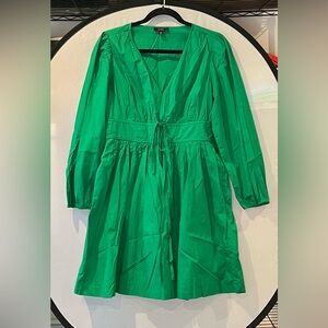 J. Crew Vibrant Green V-Neck Dress